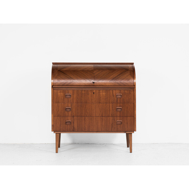 Vintage Danish secretaire in teak with bowed front, 1960s