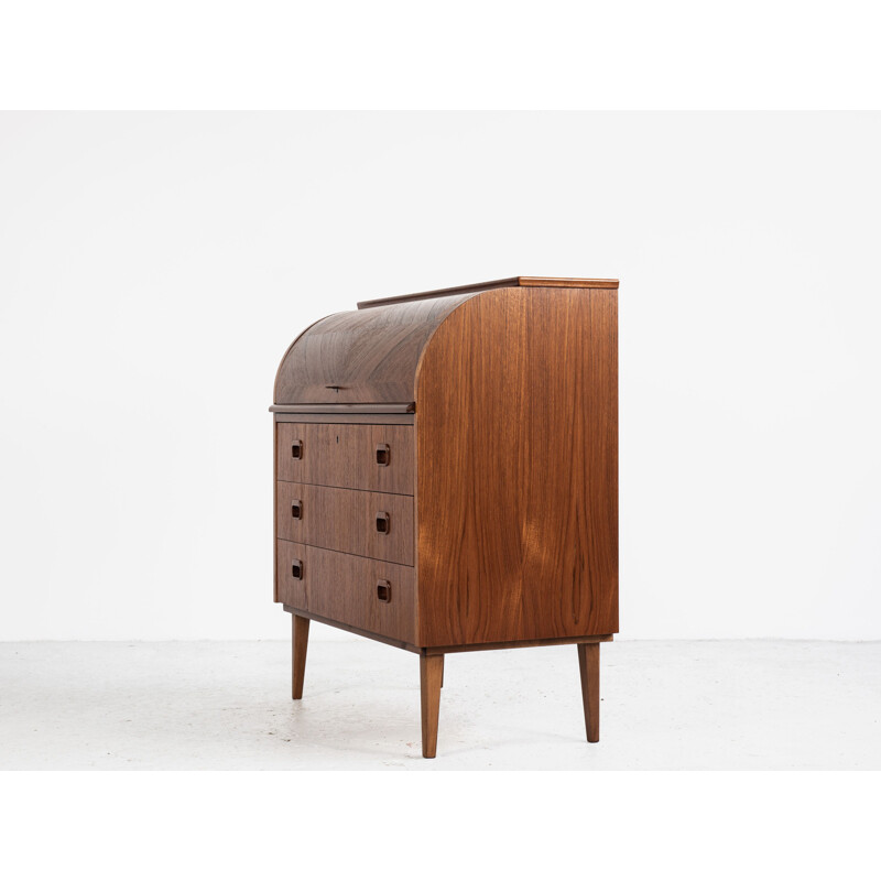 Vintage Danish secretaire in teak with bowed front, 1960s