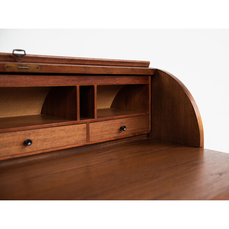 Vintage Danish secretaire in teak with bowed front, 1960s