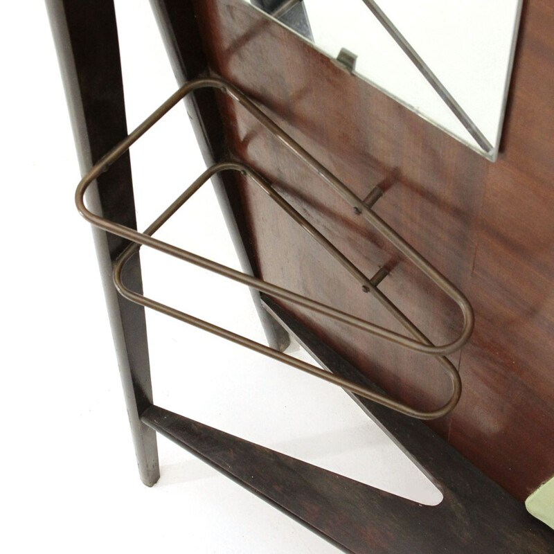 Vintage italian coat hanger with mirror and umbrella stand, 1950s