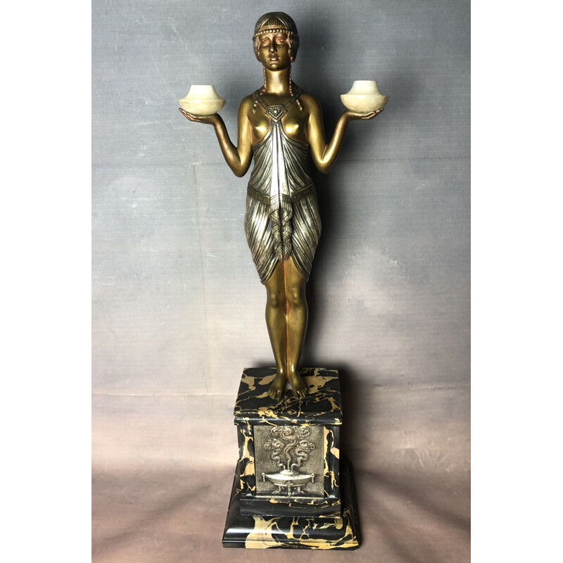 Vintage woman sculpture in bronze in Art Deco style by Joseph Emmanuel Cormier
