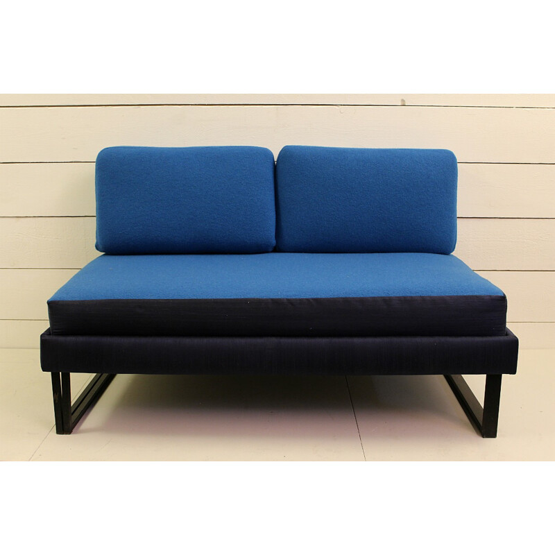 Convertible blue 2-seater sofa - 1970s