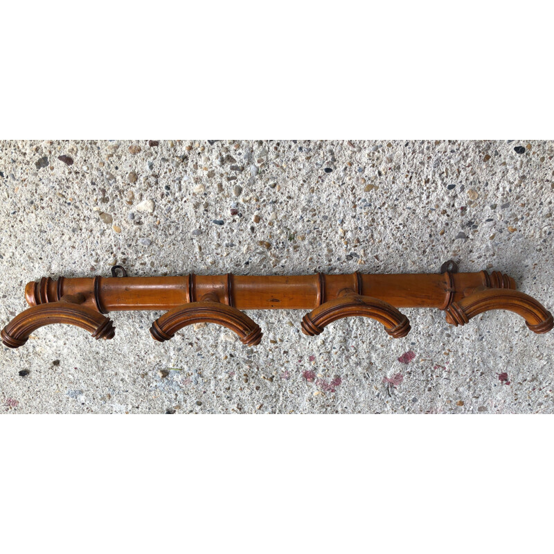 Vintage curved wooden wall coat rack, 1950-1960