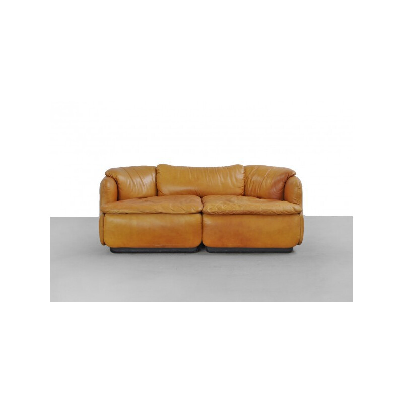 Saporiti sofa in brown fabric, Alberto ROSSELLI - 1970s