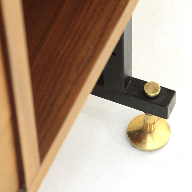 Vintage adjustable italian teak wall unit, 1960s