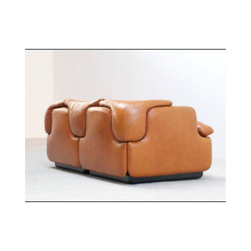 Saporiti sofa in brown fabric, Alberto ROSSELLI - 1970s