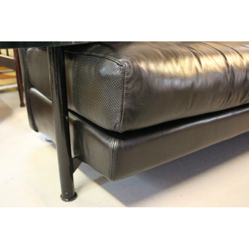 B&B Italian sofa in leather with built-in glass trays - 1980s
