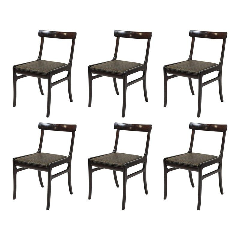 Set of 6 vintage mahogany chairs by Ole Wanscher for Poul Jeppesen Furniture, 1960-1970