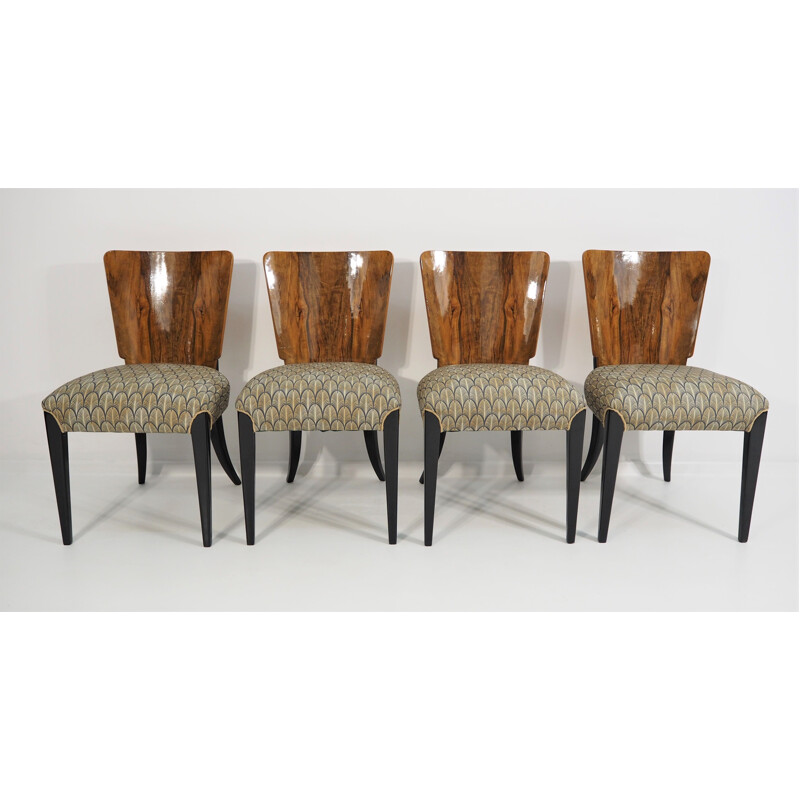 Ensemble de 4 chaises de salle à manger Art déco vintage par Jindřich Halabala, 1940