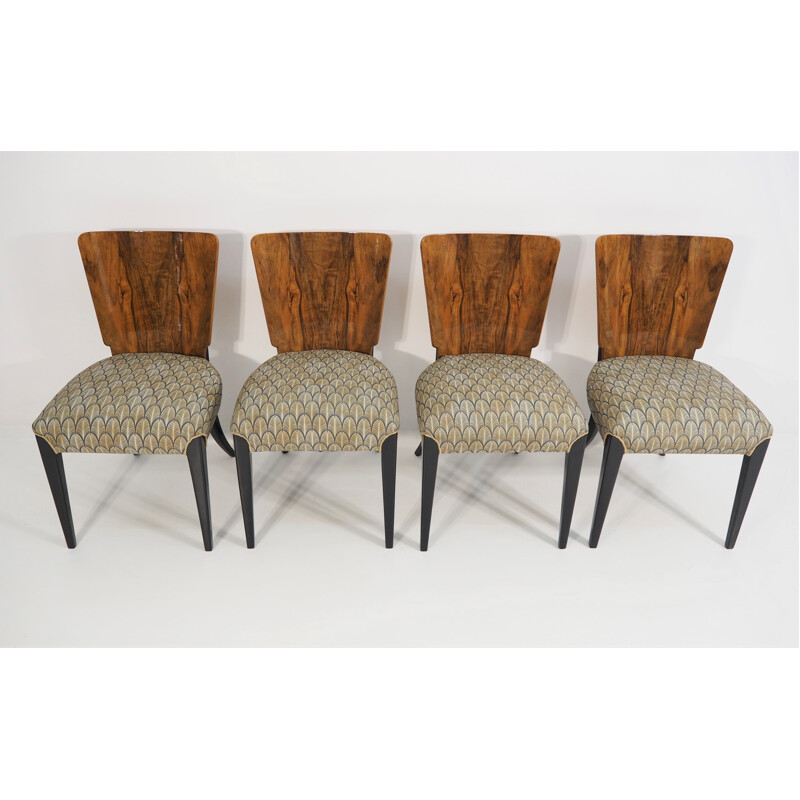 Set of 4 vintage Art Deco Dining Chairs by Jindřich Halabala, 1940