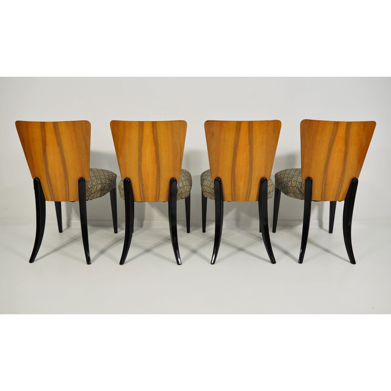 Set of 4 vintage Art Deco Dining Chairs by Jindřich Halabala, 1940