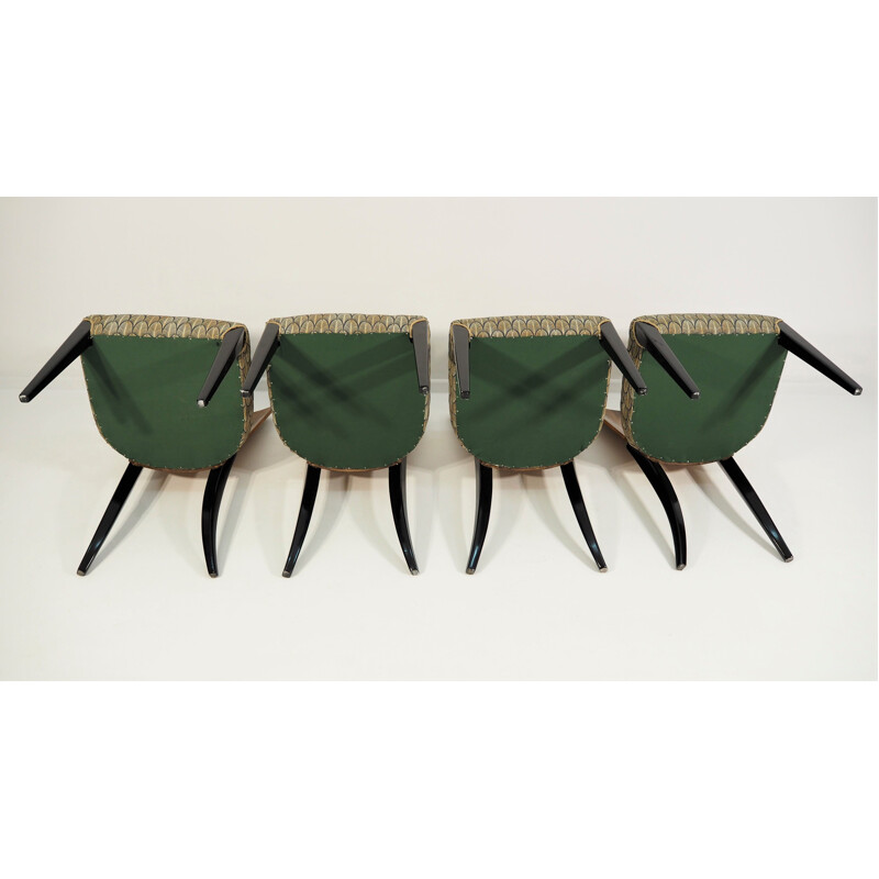 Set of 4 vintage Art Deco Dining Chairs by Jindřich Halabala, 1940