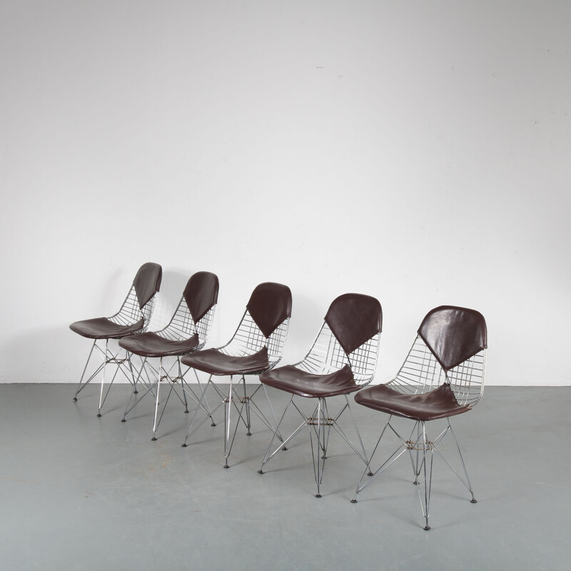 Ensemble de 5 chaises de salle à manger Vintage Bikini conçues par Charles & Ray Eames, fabriquées par Herman Miller 1960