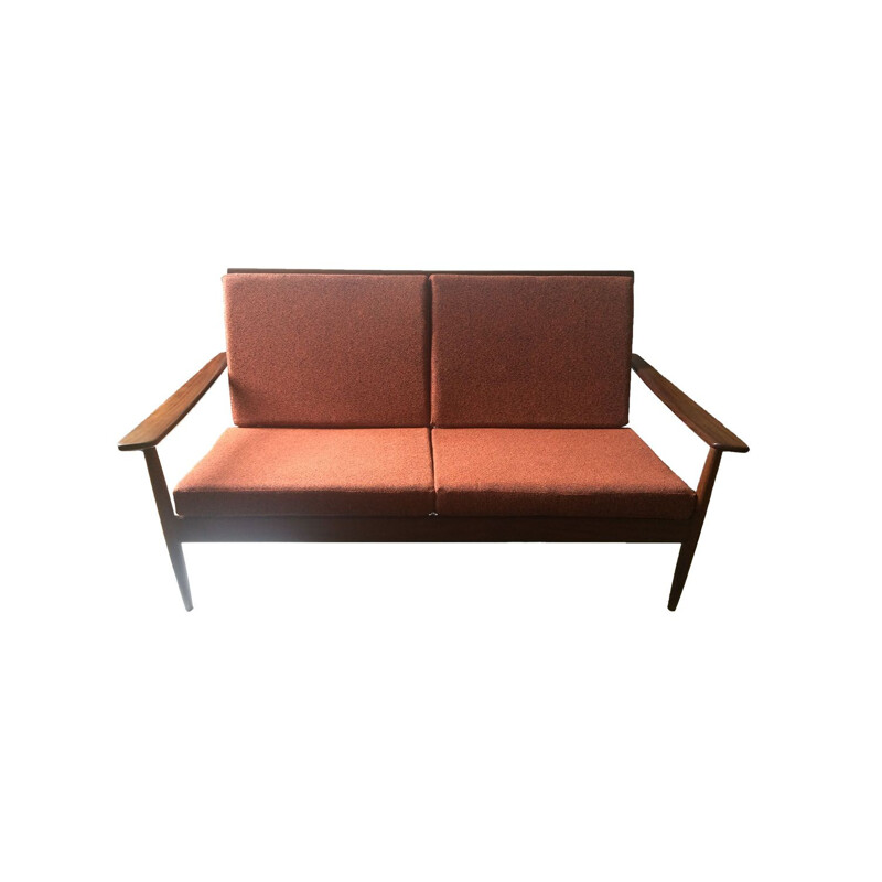 Banquette scandinave vintage en teck 1960