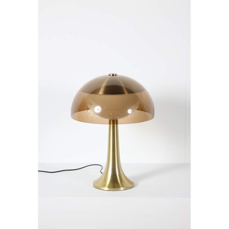 Lamperti lamp in opaline, metal and smoky methacrylate - 1970s