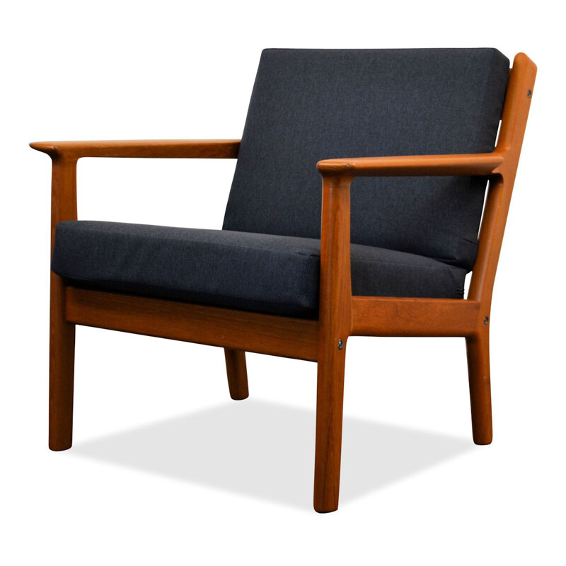 Vintage Danish Hans J. Wegner teak lounge chair