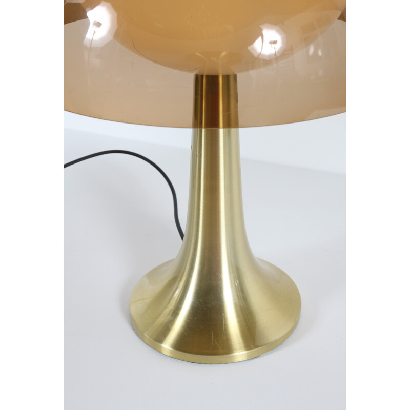 Lamperti lamp in opaline, metal and smoky methacrylate - 1970s