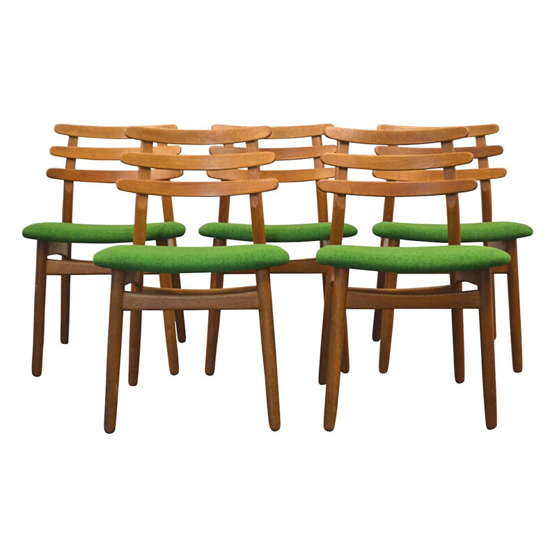 Ensemble de cinq chaises de salle à manger Vintage Poul Volther en chêne