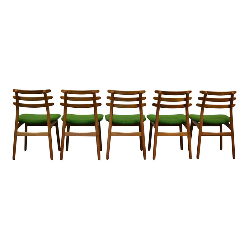 Ensemble de cinq chaises de salle à manger Vintage Poul Volther en chêne