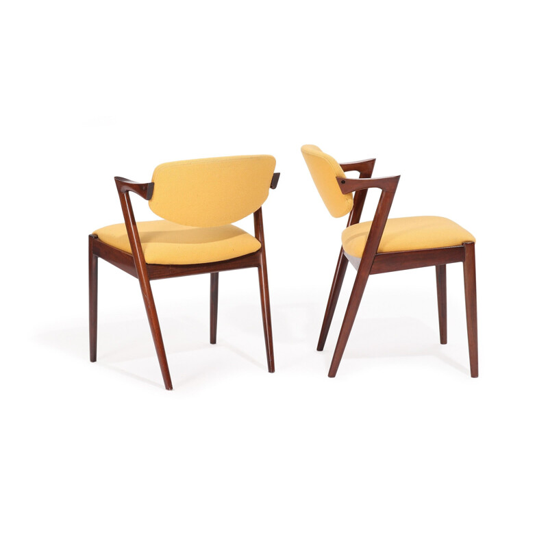Paire de fauteuils vintage en palissandre de Kai Kristiansen par Schou Andersen