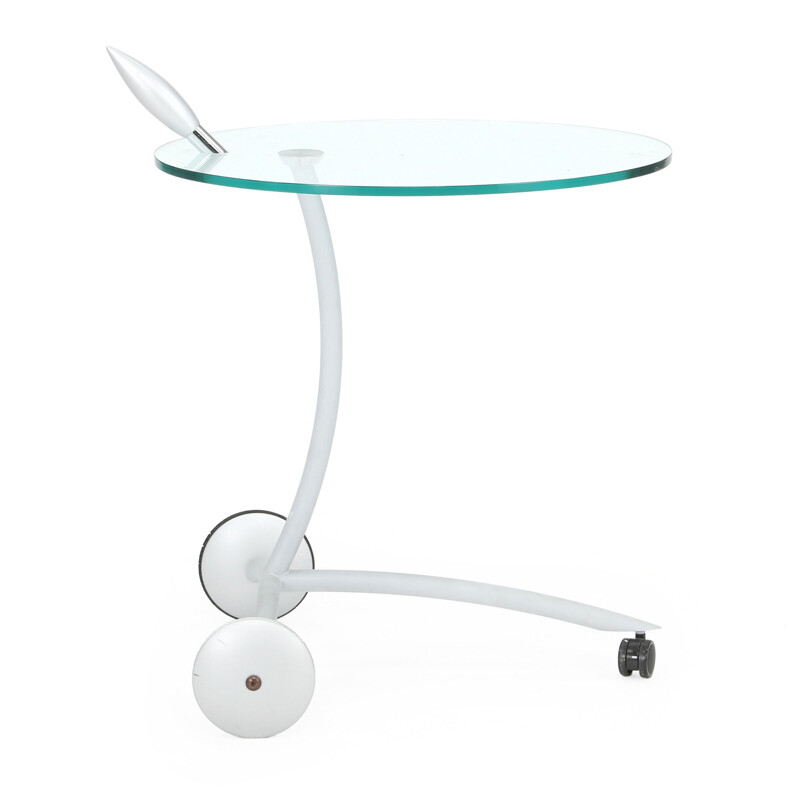 Serving table with lacquered metal structure 