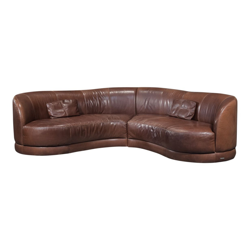 Vintage "banana" leather sofa, Italy