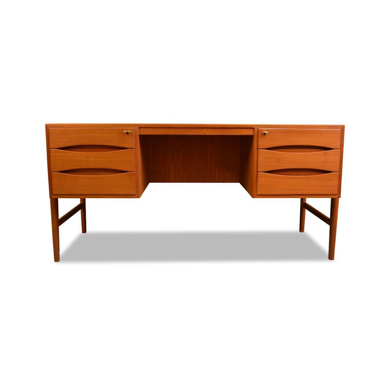 Vintage teak desk by Christian Møller, 1960s