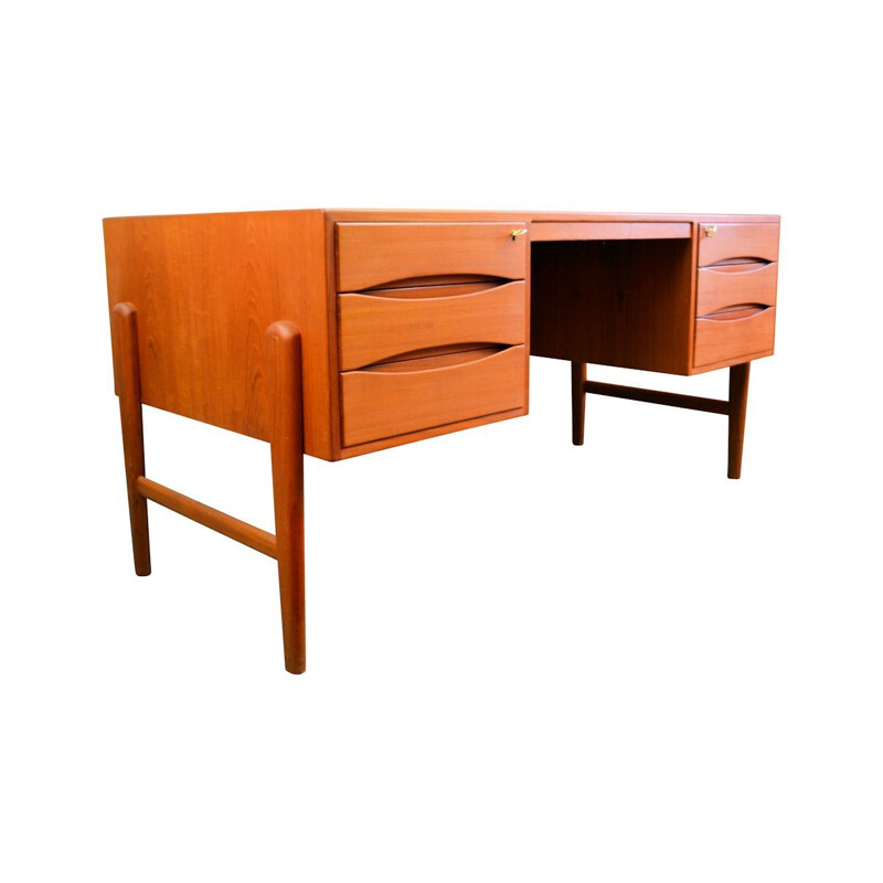 Vintage teak desk by Christian Møller, 1960s