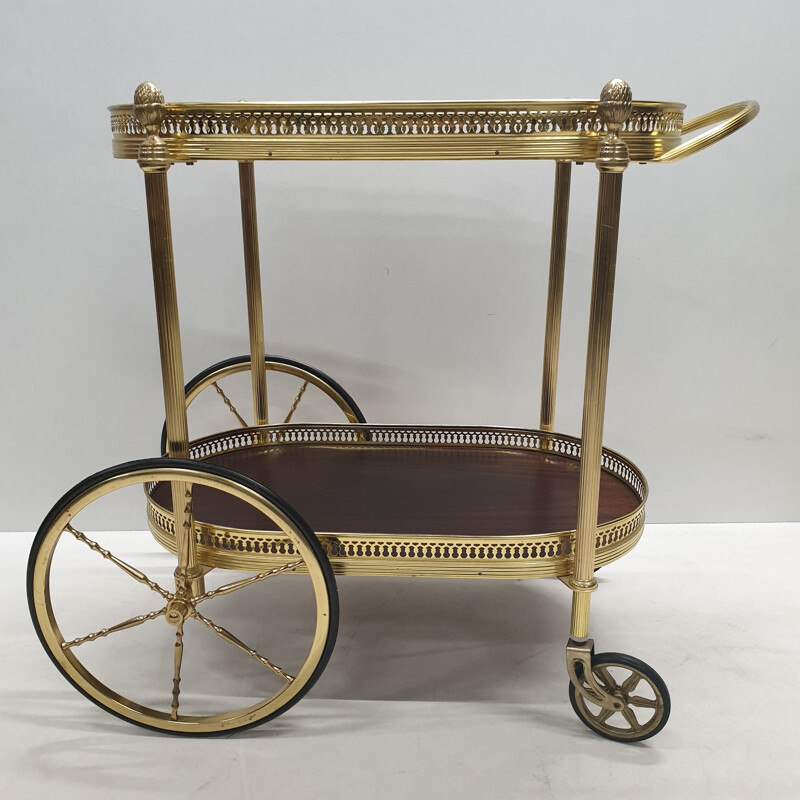 Vintage brass serving trolley, France, 1960s