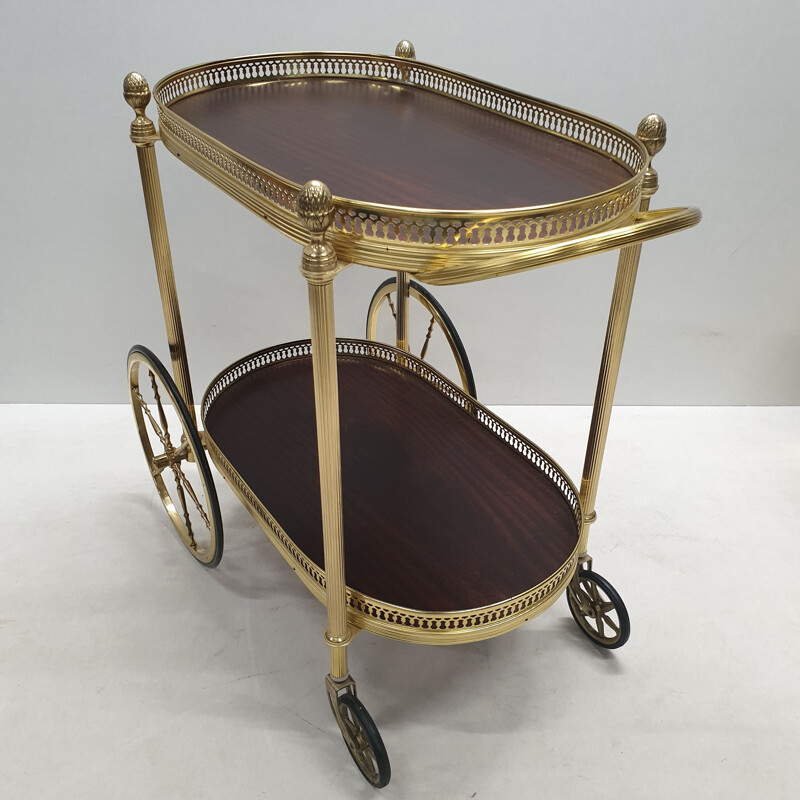 Vintage brass serving trolley, France, 1960s