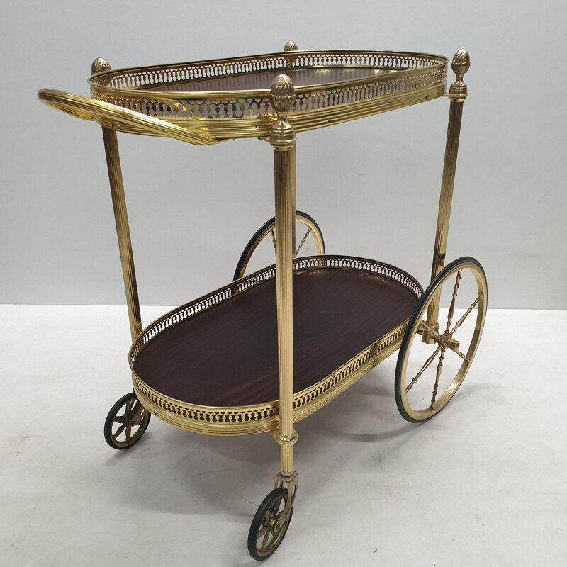 Vintage brass serving trolley, France, 1960s