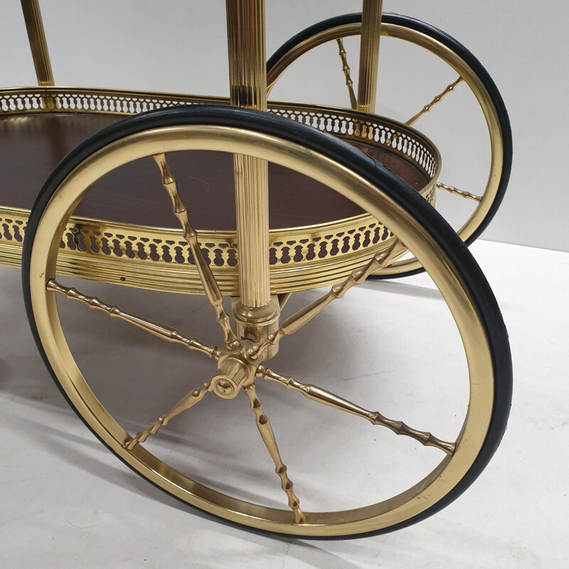 Vintage brass serving trolley, France, 1960s