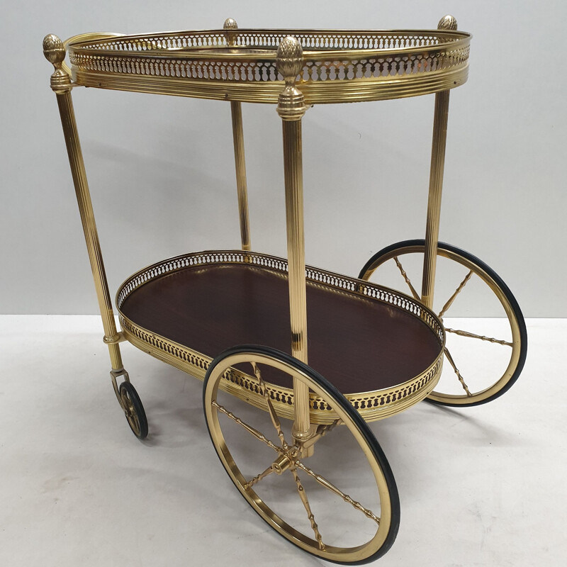 Vintage brass serving trolley, France, 1960s