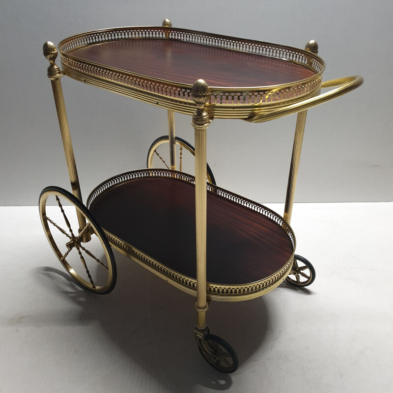 Vintage brass serving trolley, France, 1960s