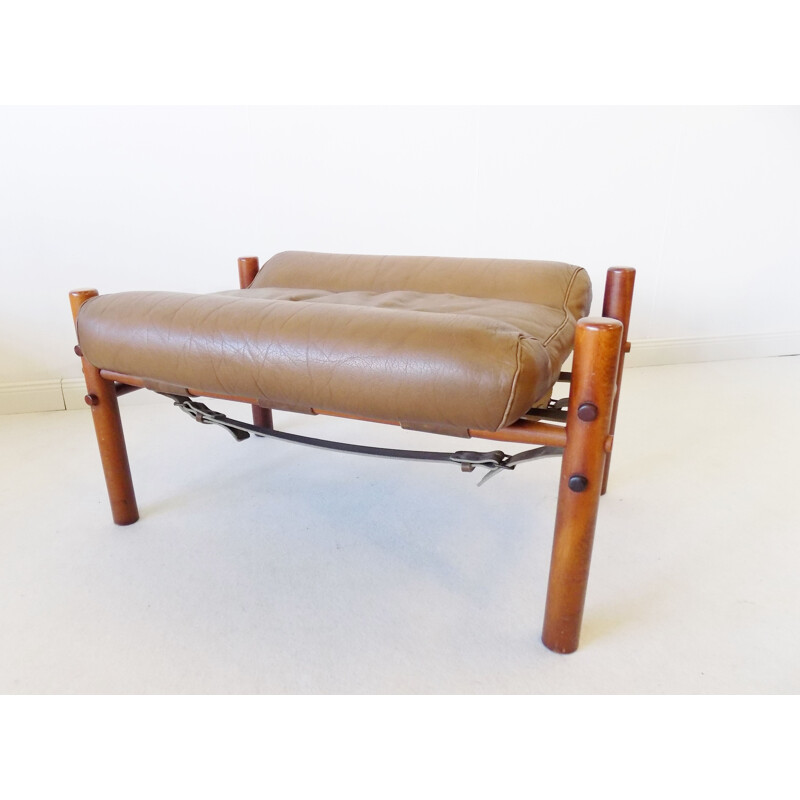 Vintage Inca armchair with ottoman in caramel leather by Arne Norell for Norell AB