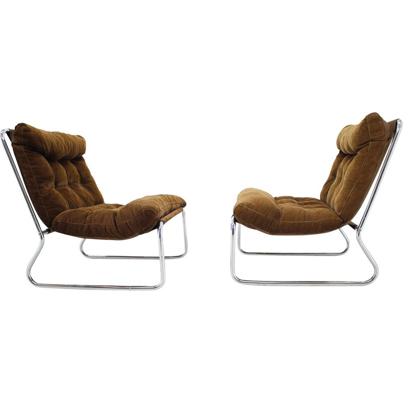 Pair of vintage Lounge Chrome Chairs, 1960