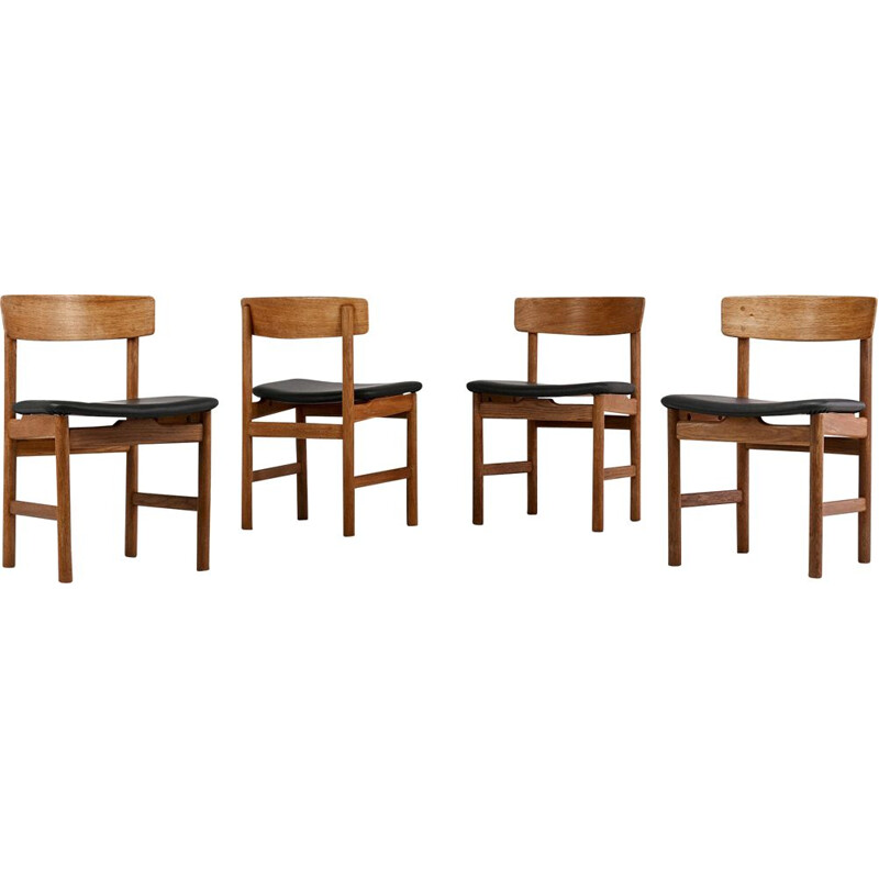 Suite de 4 chaises modèle "236", du designer danoisBørge Mogensen pour Fredericia