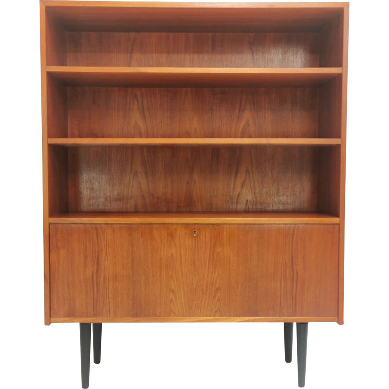 Vintage Danish Teak Bookcase Wall Unit Cabinet 1970