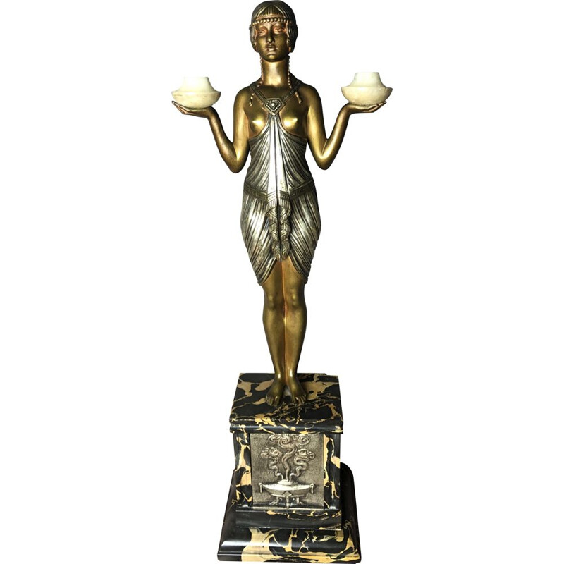 Vintage woman sculpture in bronze in Art Deco style by Joseph Emmanuel Cormier