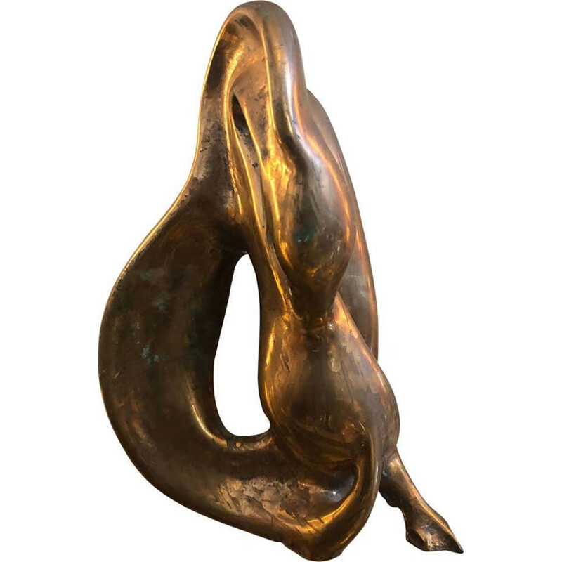 Vintage brass Italian sculpture of a swan, 1960