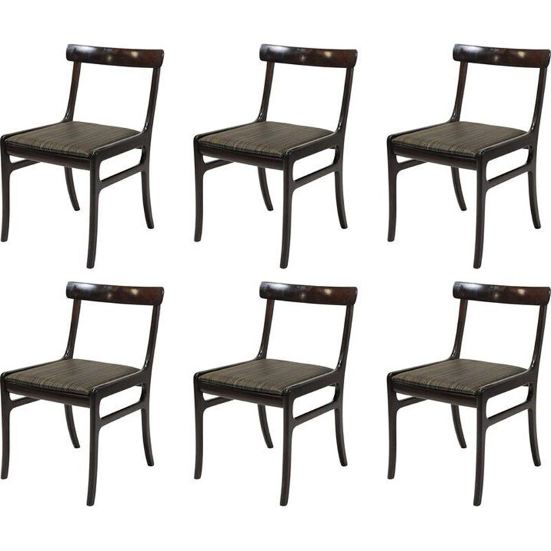 Set van 6 vintage mahoniehouten stoelen door Ole Wanscher voor Poul Jeppesen Furniture, 1960-1970