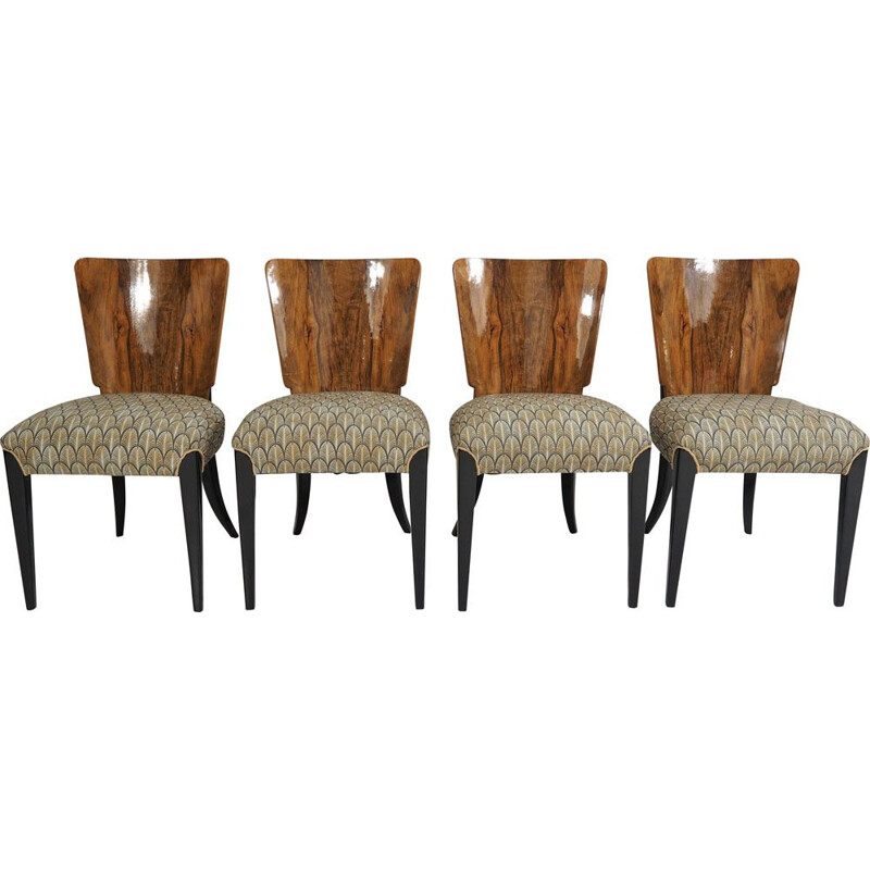 Set of 4 vintage Art Deco Dining Chairs by Jindřich Halabala, 1940