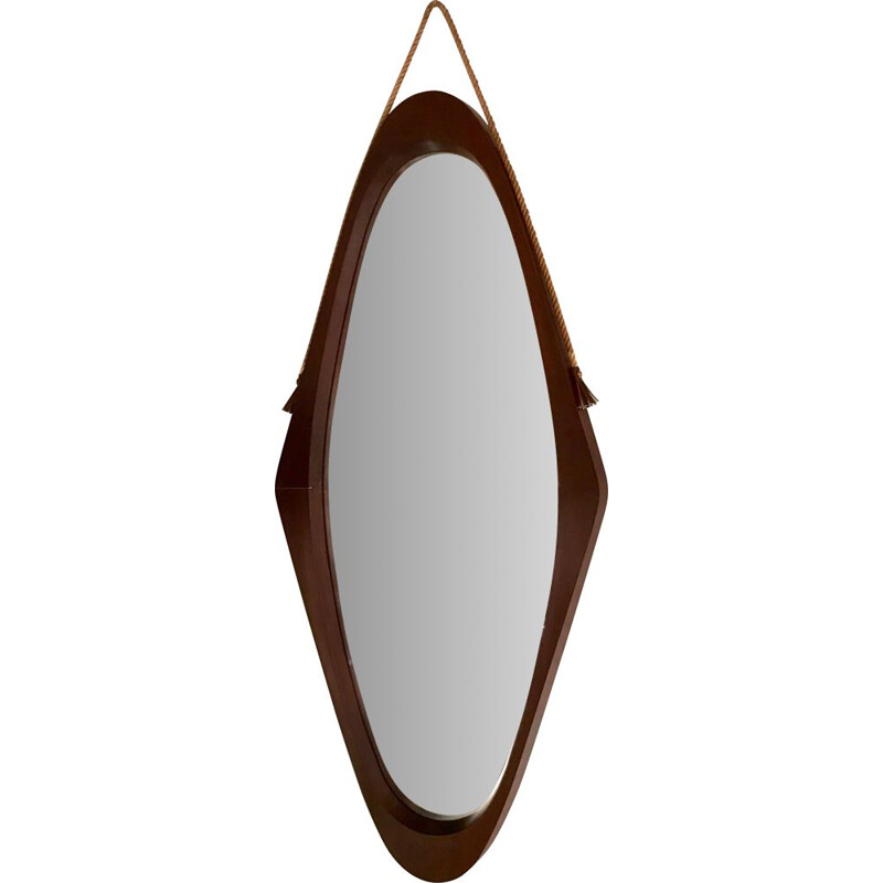 Vintage Italian teak mirror 1950