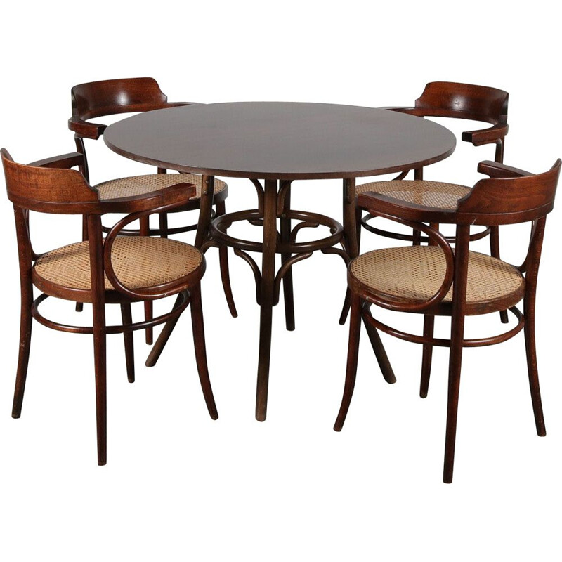 Vintage Bentwood dining set model 233 by Michael Thonet, 1970s 