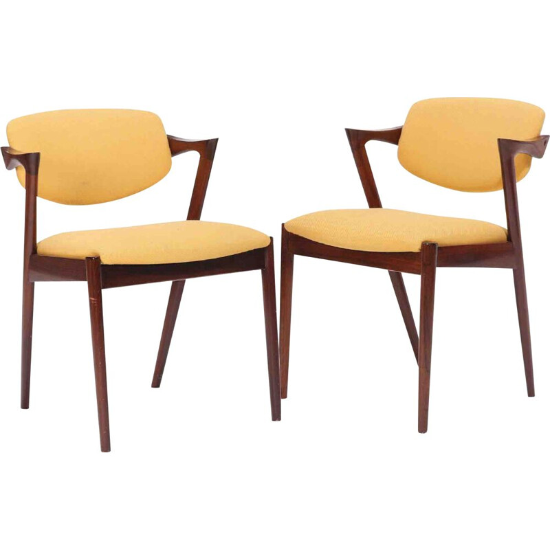 Paire de fauteuils vintage en palissandre de Kai Kristiansen par Schou Andersen