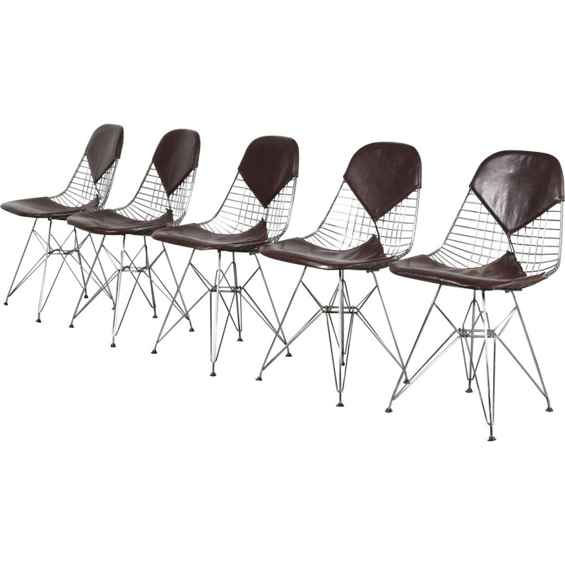 Ensemble de 5 chaises de salle à manger Vintage Bikini conçues par Charles & Ray Eames, fabriquées par Herman Miller 1960