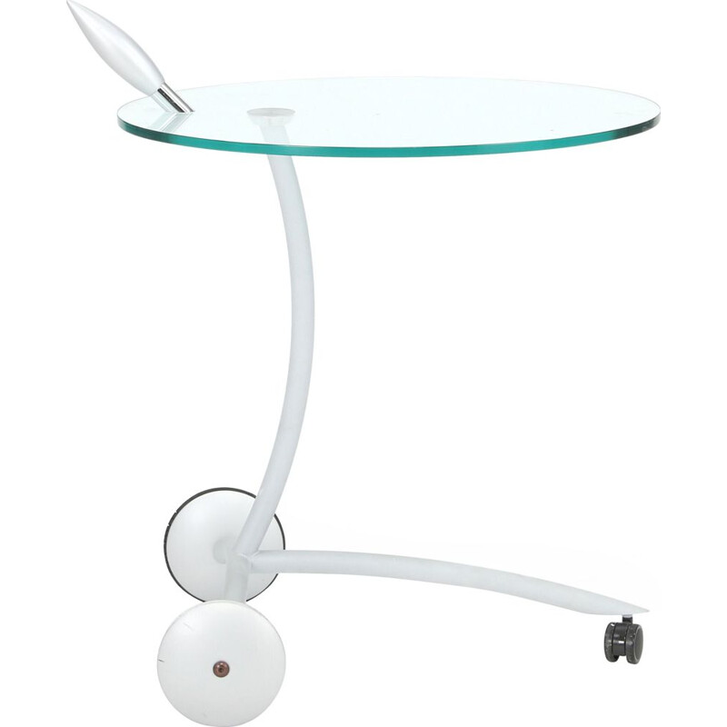 Serving table with lacquered metal structure 