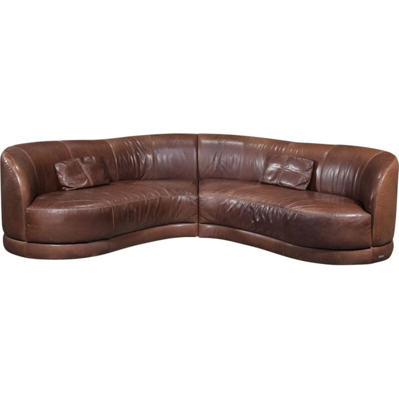 Vintage "banana" leather sofa, Italy