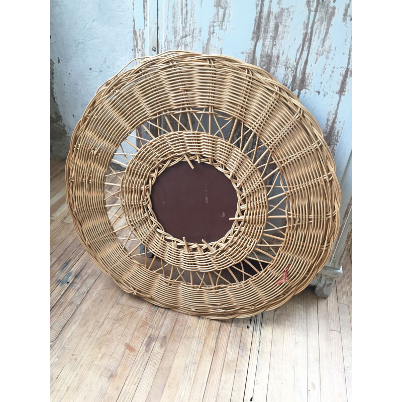 Vintage wicker mirror