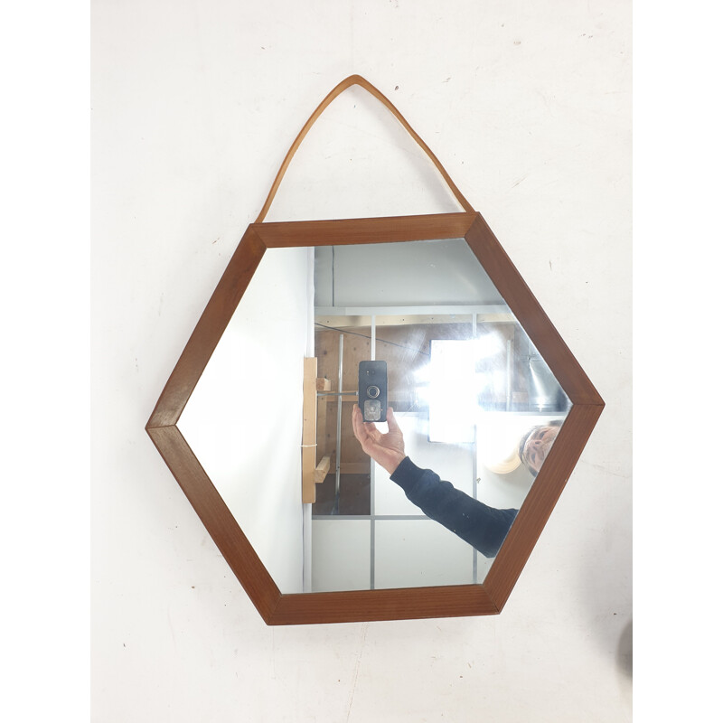 Vintage Italian Teak Mirror, 1950s